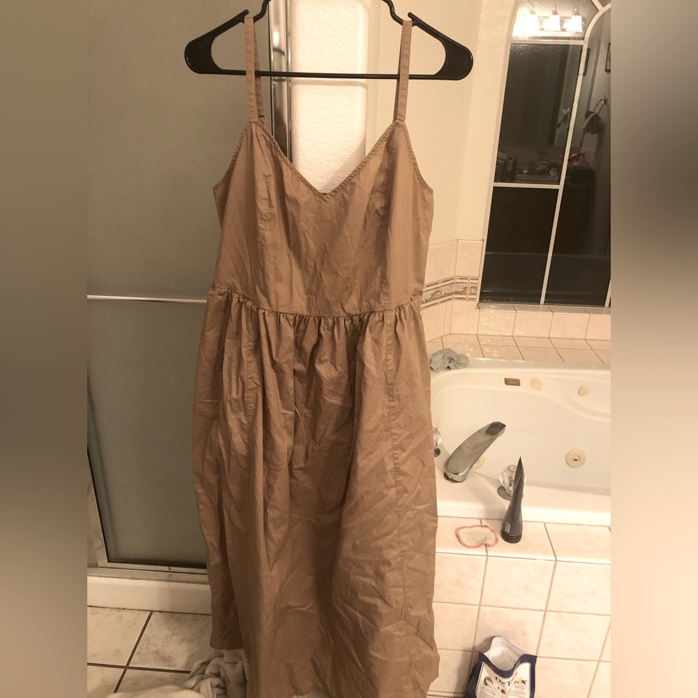 Old Navy poplin maxi sundress, tan, XL, EUC